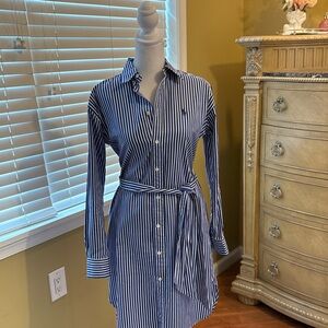 NWOT Polo Ralph Lauren Navy Striped Long Sleeve Dress